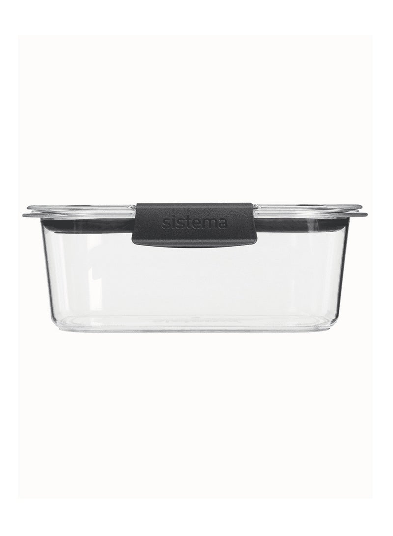 Sistema 920ML Brilliance Medium Rectangle stackable food storage, 100% Leak proof, stain resistant, with easy locking clips, Microwave, Dishwasher safe and BPA Free, Clear
