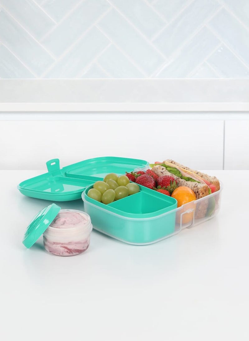 Sistema Teal Ribbon To Go Lunch Box : Portable Meal Container, Food Storage Solution, Lunchbox with Ribbon Design, Convenient Lunch Box - 1.1L