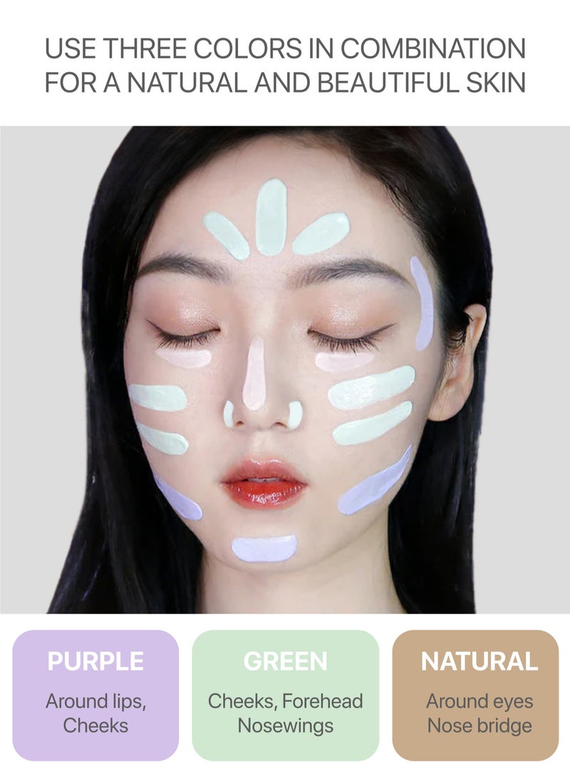 Korean Hydrating Face Primer 30ml - Makeup & Skincare Corrector Base SPF40 Lavender Purple - Reduces Redness, for Sensitive Skin with Aloe