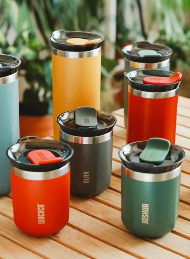 Octaroma GRANDE Vacuum Insulated Mug (435ml) - Double Wall Stainless Steel Coffee Travel Tumbler w/ Leakproof Drinking Lid, Reusable, Washable, BPA-Free, Hot & Cold - Grey
