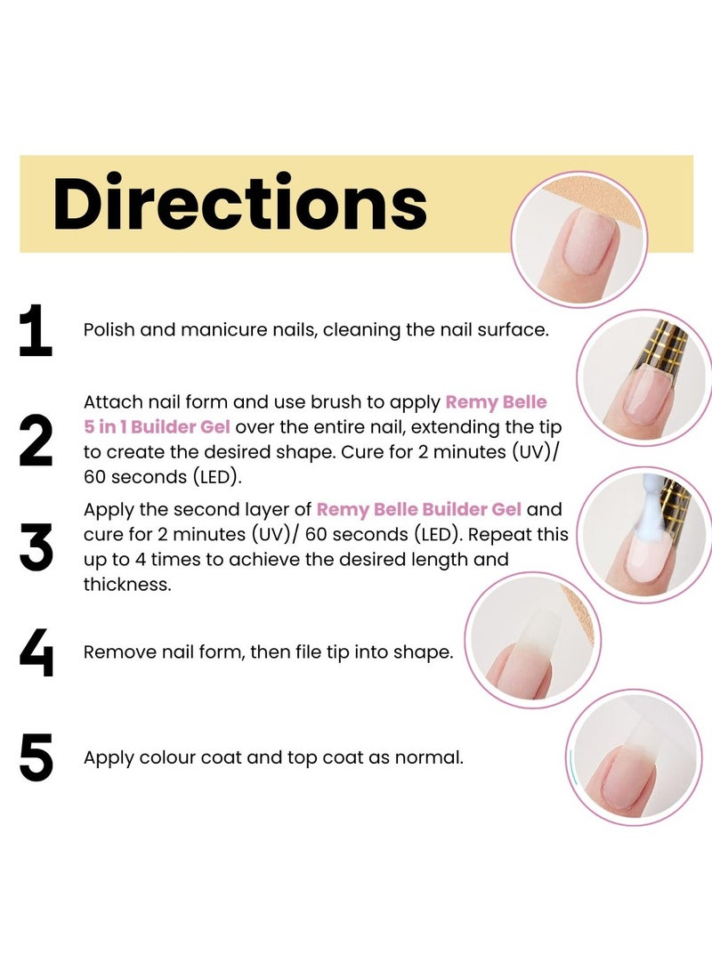 5 IN 1 Builder Gel Milk White 15ml Nail Extension Tips and Strengthener Requires Curing Under LED UV Lamp