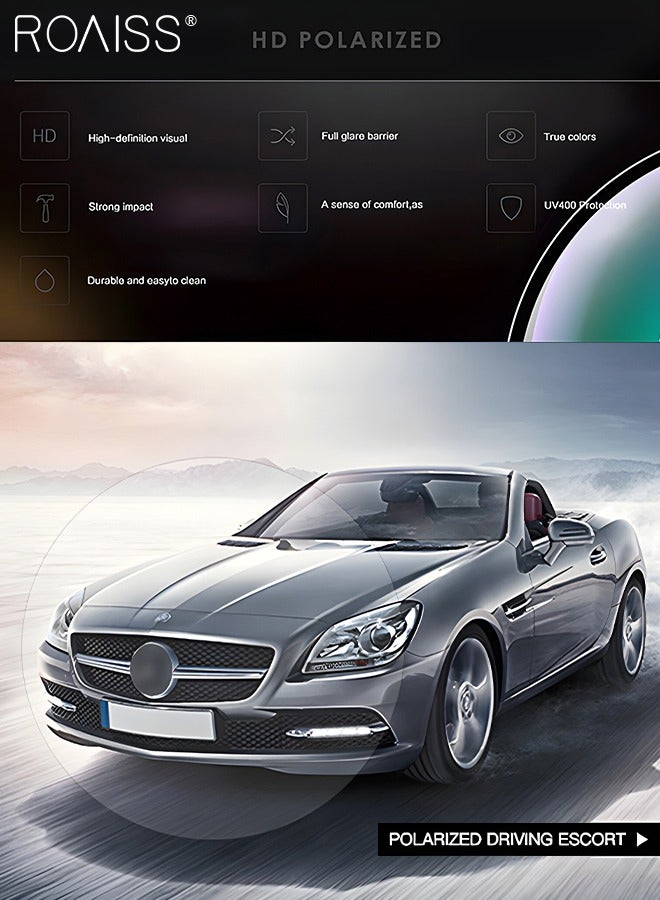 Men's Aviator Polarized Sunglasses, UV400 Protection Sun Glasses with Bamboo Pattern Decoration, Fashion Anti-Glare Sun Shades for Men Driving, Fishing, Traveling, 55mm