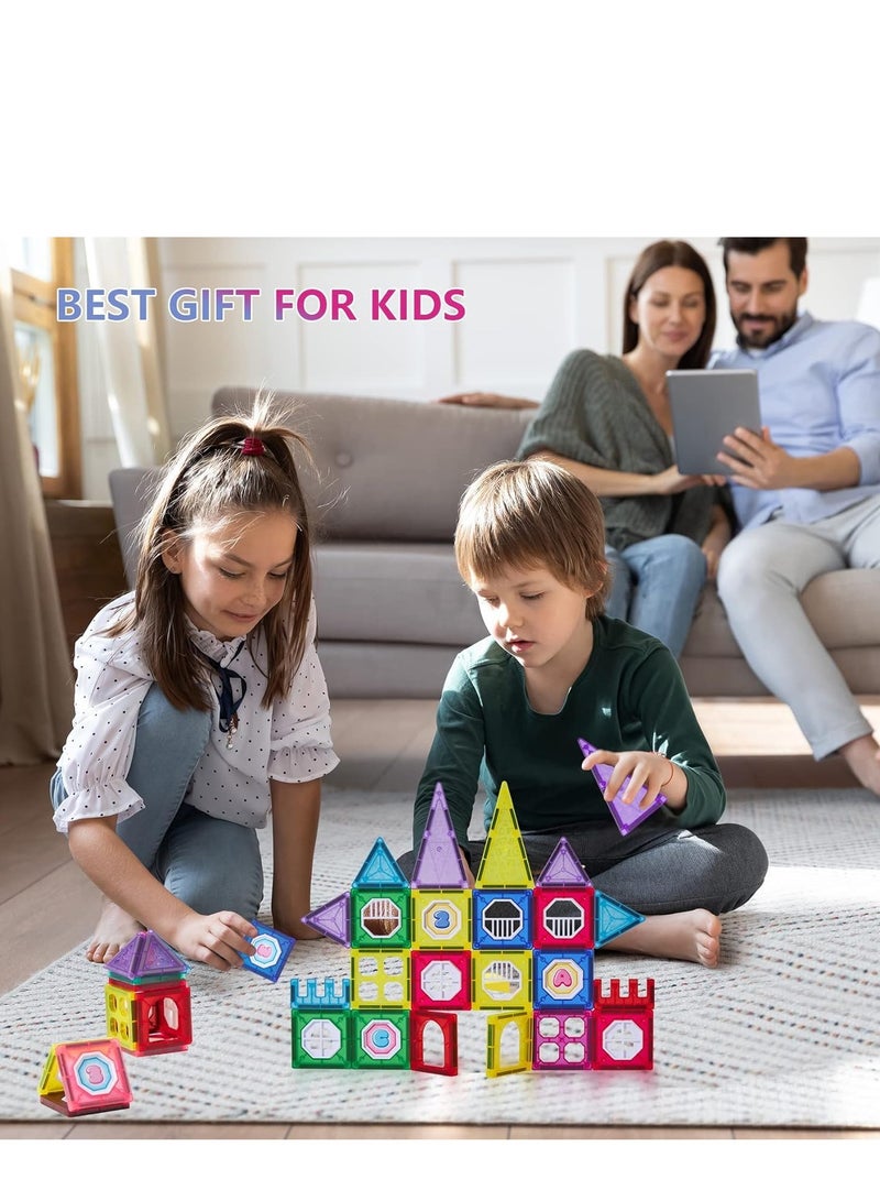 Baybee 110 Pcs 3D Magnetic Tiles Set Toys for Kids toddlers 3+  Building Blocks Construction Magnitiles Preschool Sensory Learning Toys Enlighten Creativity Early Birthday Gifts for Boys & Girls