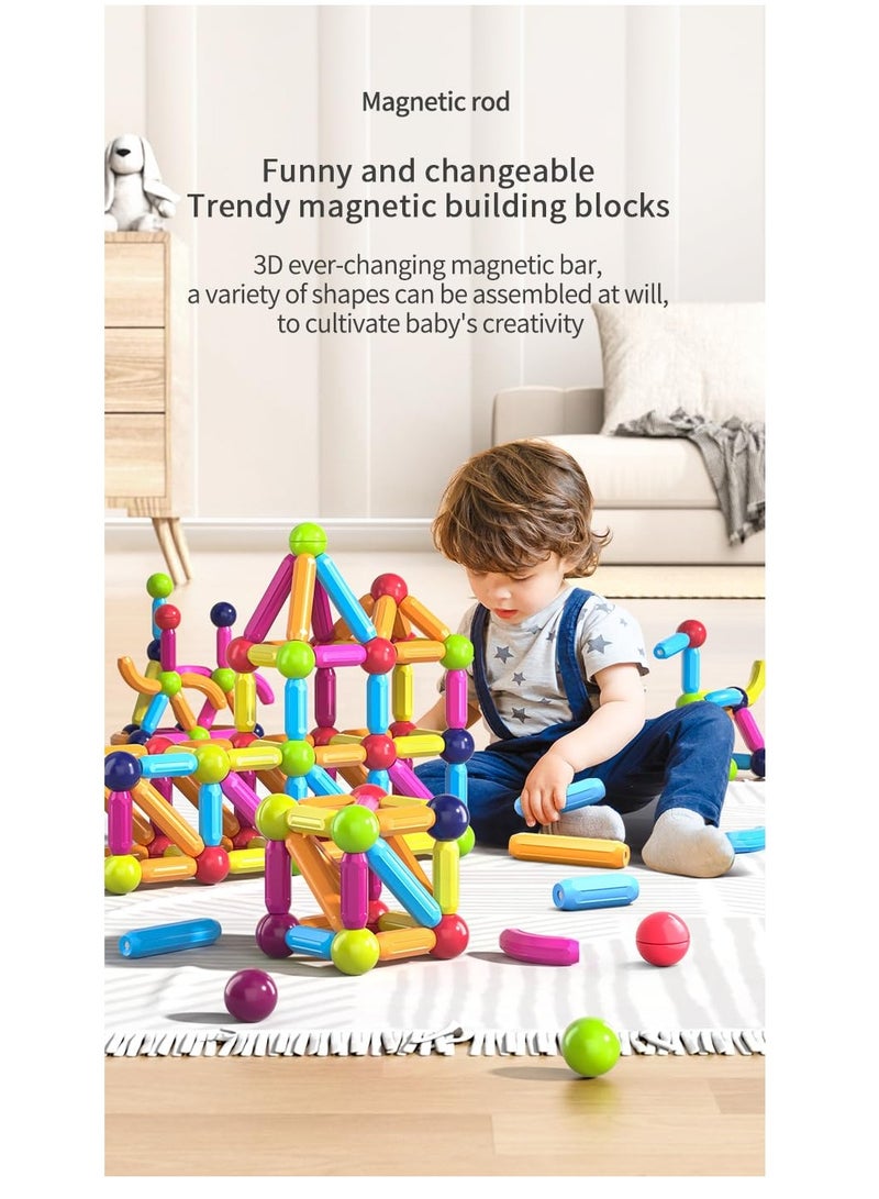 Baybee 66 Pcs 3D Magnetic Block Colour Box Set Toys for Kids toddlers 3+  Building Blocks Construction, Magnitiles  Preschool Sensory Learning Toys Enlighten Creativity Early Magnetic Tiles