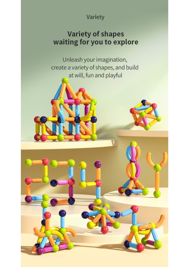 Baybee 66 Pcs 3D Magnetic Block Colour Box Set Toys for Kids toddlers 3+  Building Blocks Construction, Magnitiles  Preschool Sensory Learning Toys Enlighten Creativity Early Magnetic Tiles