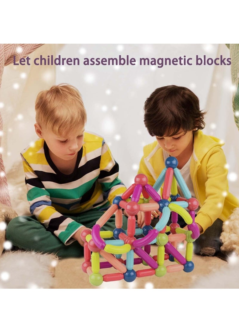 Baybee 66 Pcs 3D Magnetic Block Colour Box Set Toys for Kids toddlers 3+  Building Blocks Construction, Magnitiles  Preschool Sensory Learning Toys Enlighten Creativity Early Magnetic Tiles