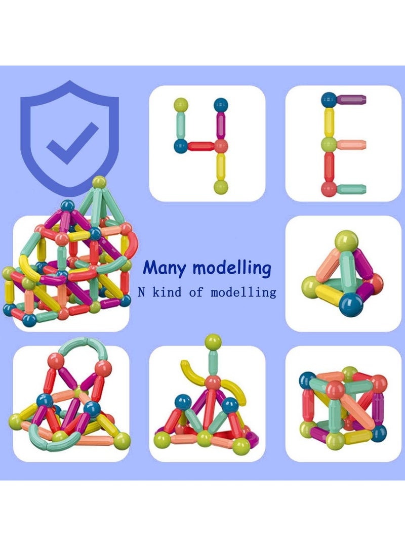 Baybee 66 Pcs 3D Magnetic Block Colour Box Set Toys for Kids toddlers 3+  Building Blocks Construction, Magnitiles  Preschool Sensory Learning Toys Enlighten Creativity Early Magnetic Tiles