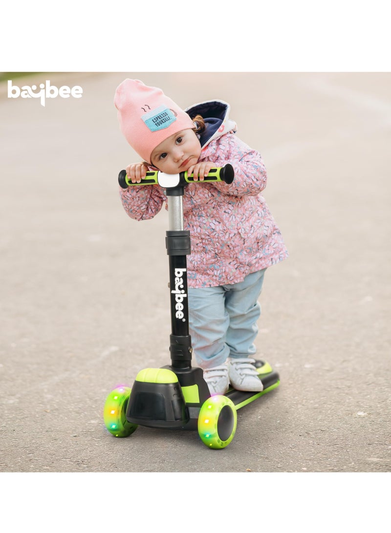 Baybee Kick Scooter for Kids, 3 Wheel Kids Scooter with Foldable and Height Adjustable Handle, Runner Scooter with LED PU Wheels, Skate Scooter for Kids 3+Years Boys Girls