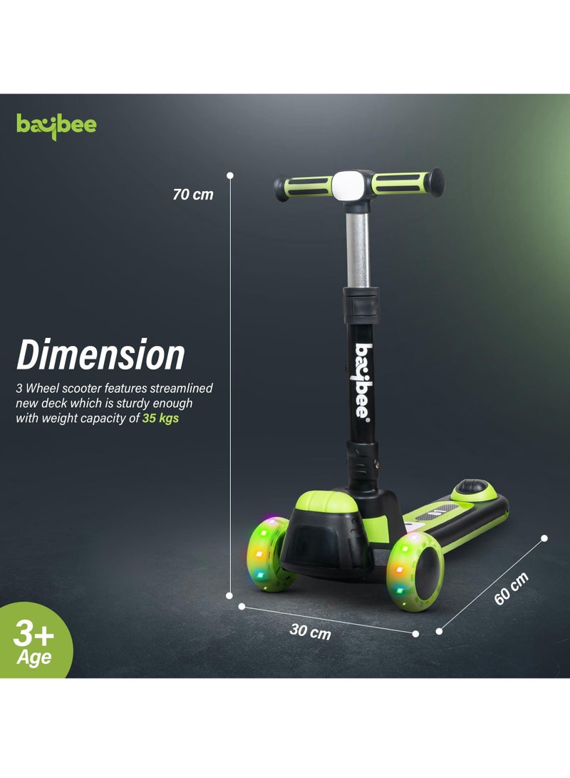 Baybee Kick Scooter for Kids, 3 Wheel Kids Scooter with Foldable and Height Adjustable Handle, Runner Scooter with LED PU Wheels, Skate Scooter for Kids 3+Years Boys Girls