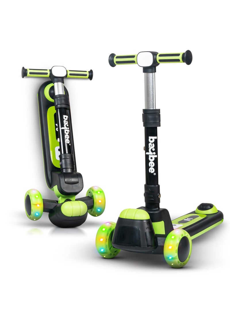 Baybee Kick Scooter for Kids, 3 Wheel Kids Scooter with Foldable and Height Adjustable Handle, Runner Scooter with LED PU Wheels, Skate Scooter for Kids 3+Years Boys Girls