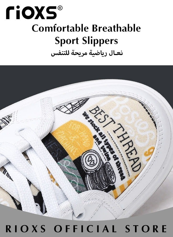 Men's Summer Fashion Classic Canvas Comfortable Breathable Sport Slippers Casual Backless Mule Shoes