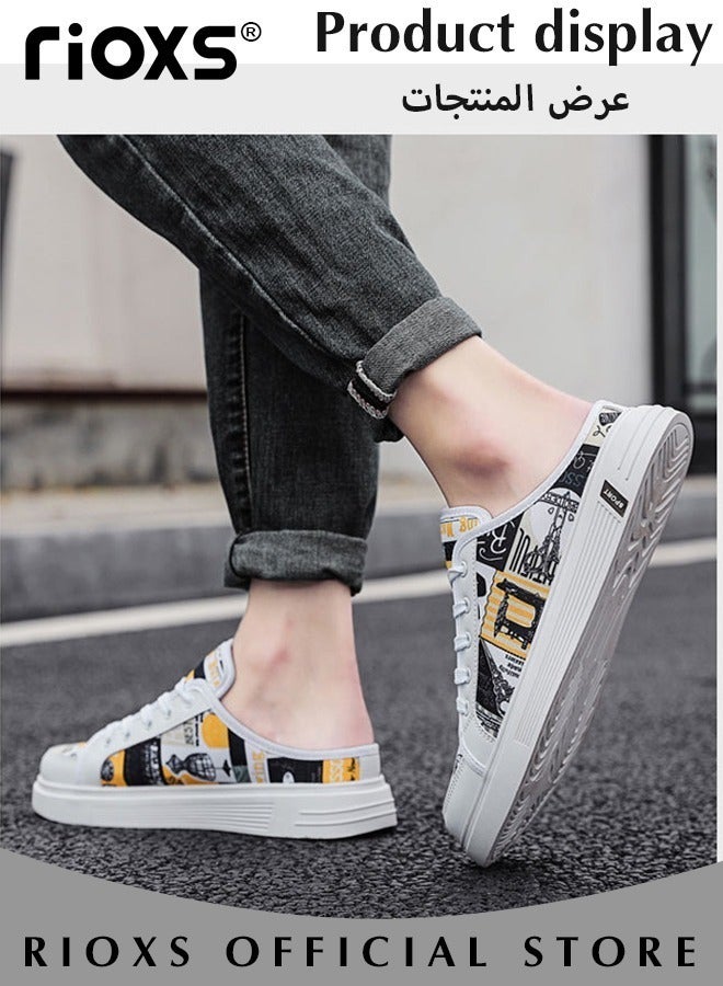 Men's Summer Fashion Classic Canvas Comfortable Breathable Sport Slippers Casual Backless Mule Shoes