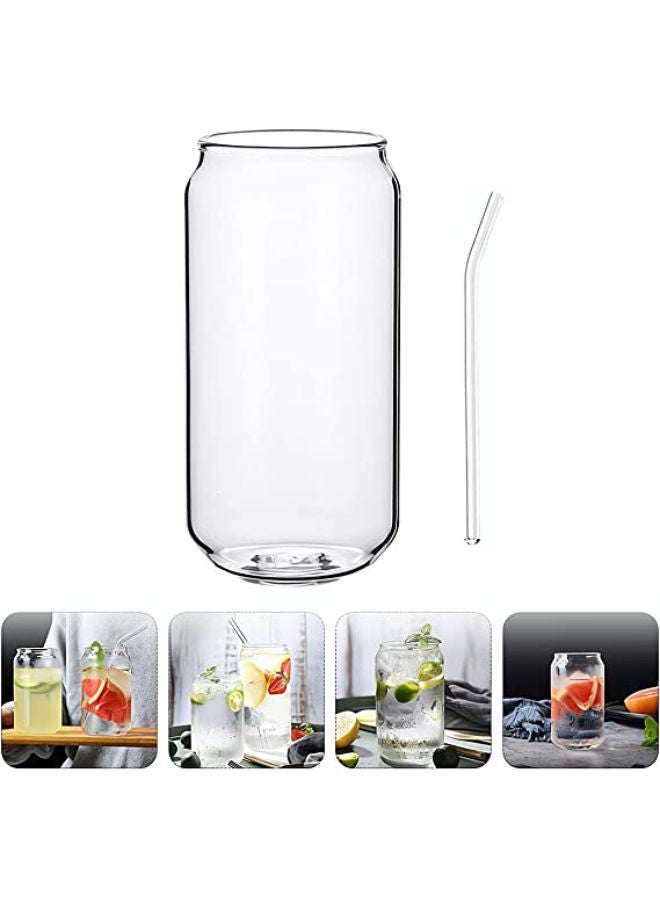 Glass Cups Transparent Water Cup Juice Drink with Straw for Water and Mixed Drink for Any Drink and Any Occasion 500Ml