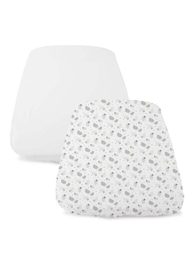 Crib Set 2 Fitted Sheets Compatible With Next2Me Forever, Grey Sheep