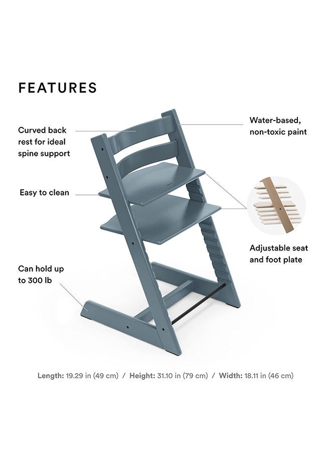 Tripp Trapp Chair From, Fjord Blue Adjustable, Convertible Chair For Toddlers , Children And Adults Convenient, Comfortable And Ergonomic Classic Design