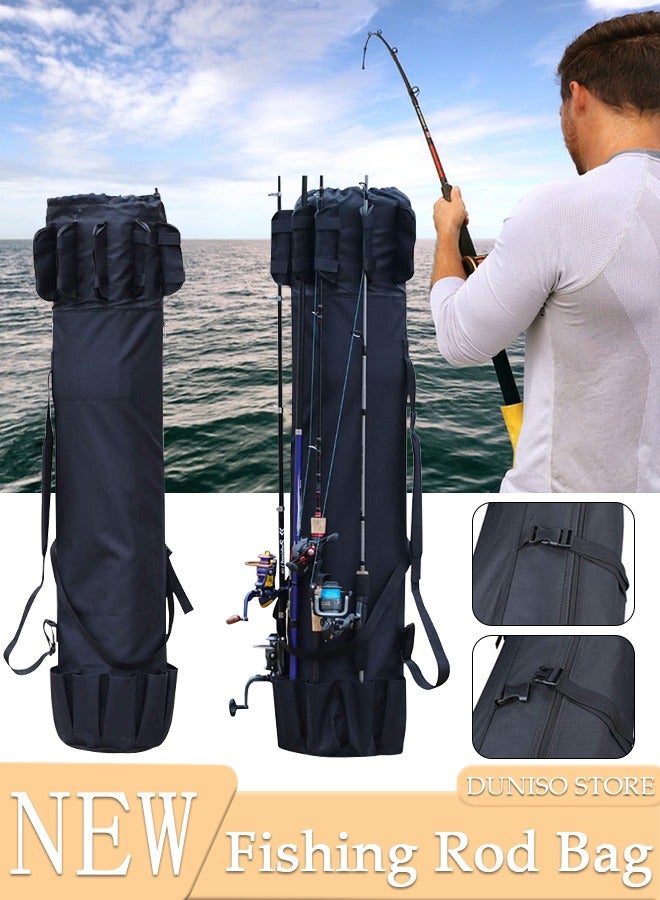 Fishing Rod Bag Pole Holder Fishing Rod Carrier Case Holds 5 Poles Travel Case Waterproof Lightweight Tackle Box Multifunctional Stand Fishing Bags Large Capacity Fishing Gear Organizer