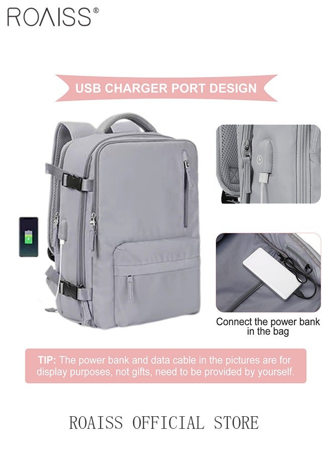 Travel Backpack for Men Women Carry On Backpack with USB Charging Port Shoe Compartment 15.6 Inch Laptop Backpack Flight Approved College School Bag Casual Daypack for Weekender Business Hiking