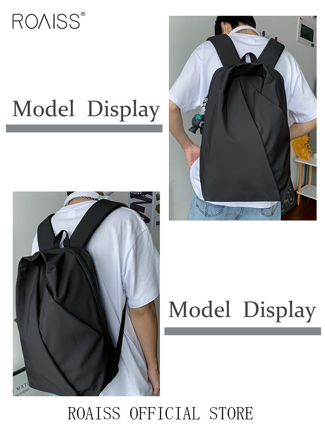 Functional Backpack Large Capacity Short Distance Travel Solid Color Design Light Business Style Student Backpack Computer Bag