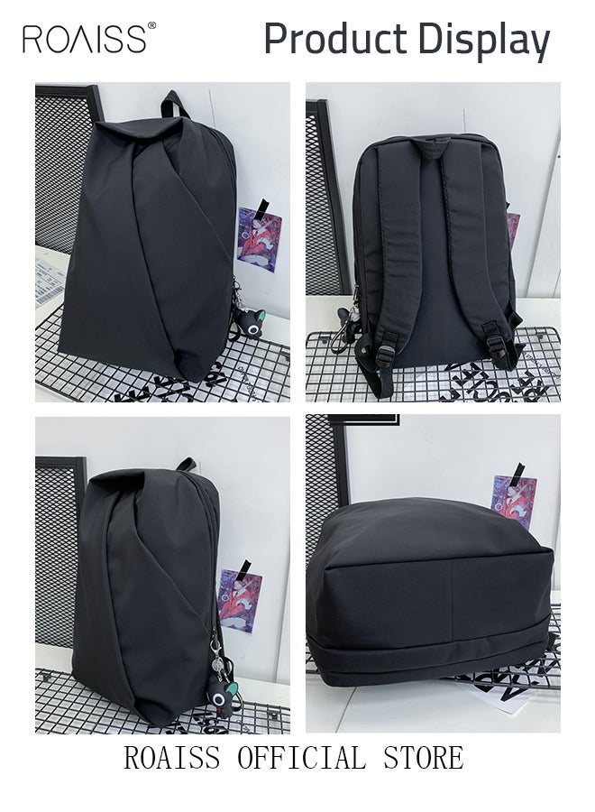 Functional Backpack Large Capacity Short Distance Travel Solid Color Design Light Business Style Student Backpack Computer Bag