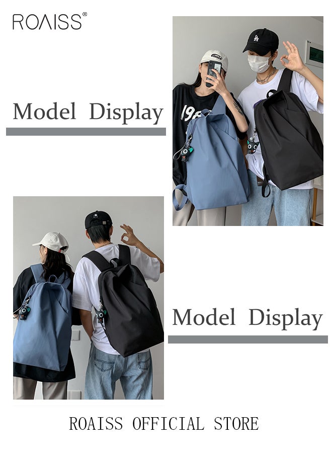 Functional Backpack Large Capacity Short Distance Travel Solid Color Design Light Business Style Student Backpack Computer Bag