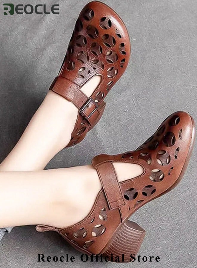 Women's Mules Sandals Slip on Casual Shoes Comfortable Closed Toe Dressy Wedge Mule Breathable Wedge Sandals Summer Sandals for Walking