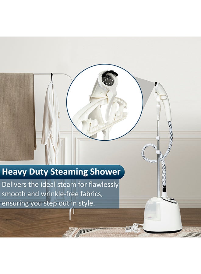 Garment Steamer With Suit Hanger System, 2 Steam Levels, Overheating Protection, Wrinkle-Free, High-Quality Telescopic Poles, 50Min Steam, Ideal For Home And Business Use 1.6 L 1800 W NGS566A White