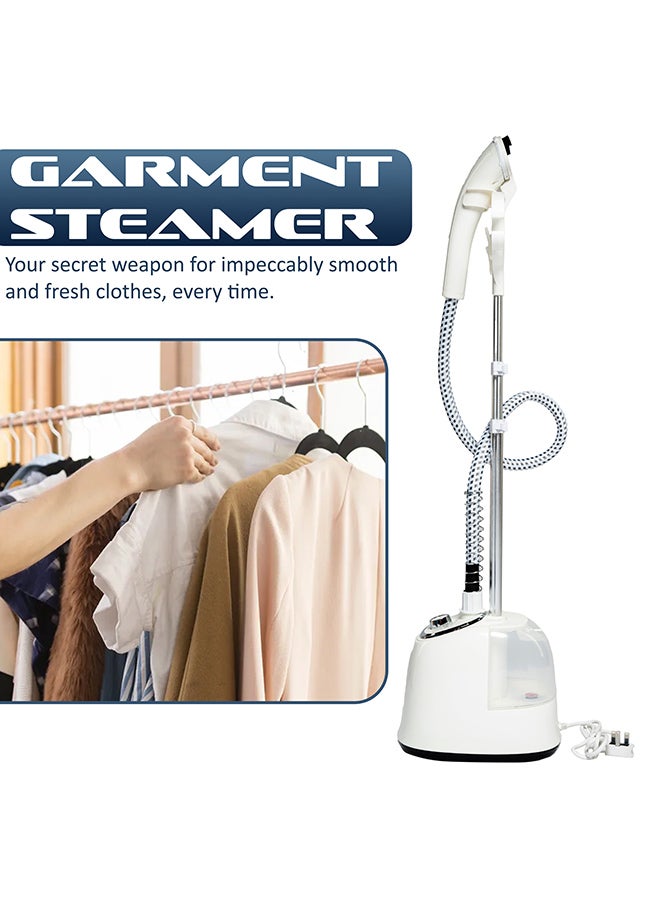 Garment Steamer With Suit Hanger System, 2 Steam Levels, Overheating Protection, Wrinkle-Free, High-Quality Telescopic Poles, 50Min Steam, Ideal For Home And Business Use 1.6 L 1800 W NGS566A White