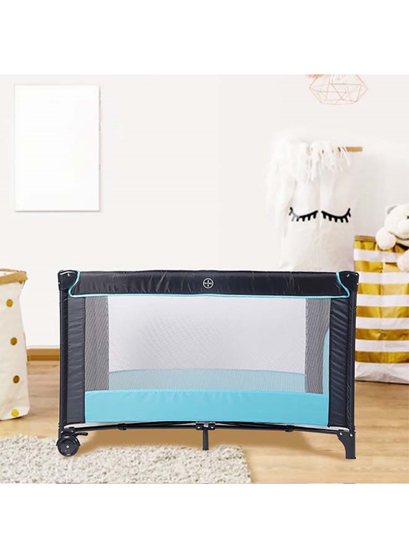 Baby Folding Bed With Cushion And Wheels