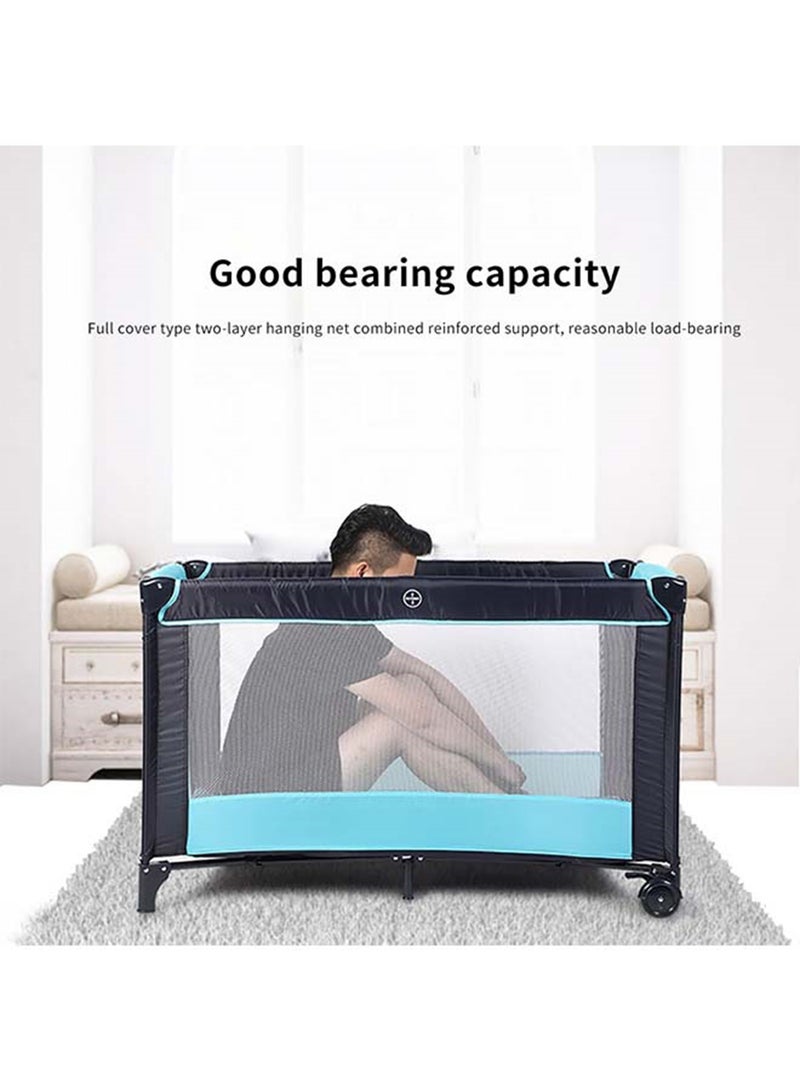 Baby Folding Bed With Cushion And Wheels