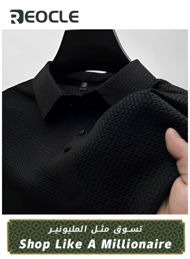 Men's Polo Shirt Mesh Ice Silk Short-sleeved T-shirt Short Sleeve Sports Golf Tennis T-Shirt Casual Collared Summer Shirt Classic Polo Shirt
