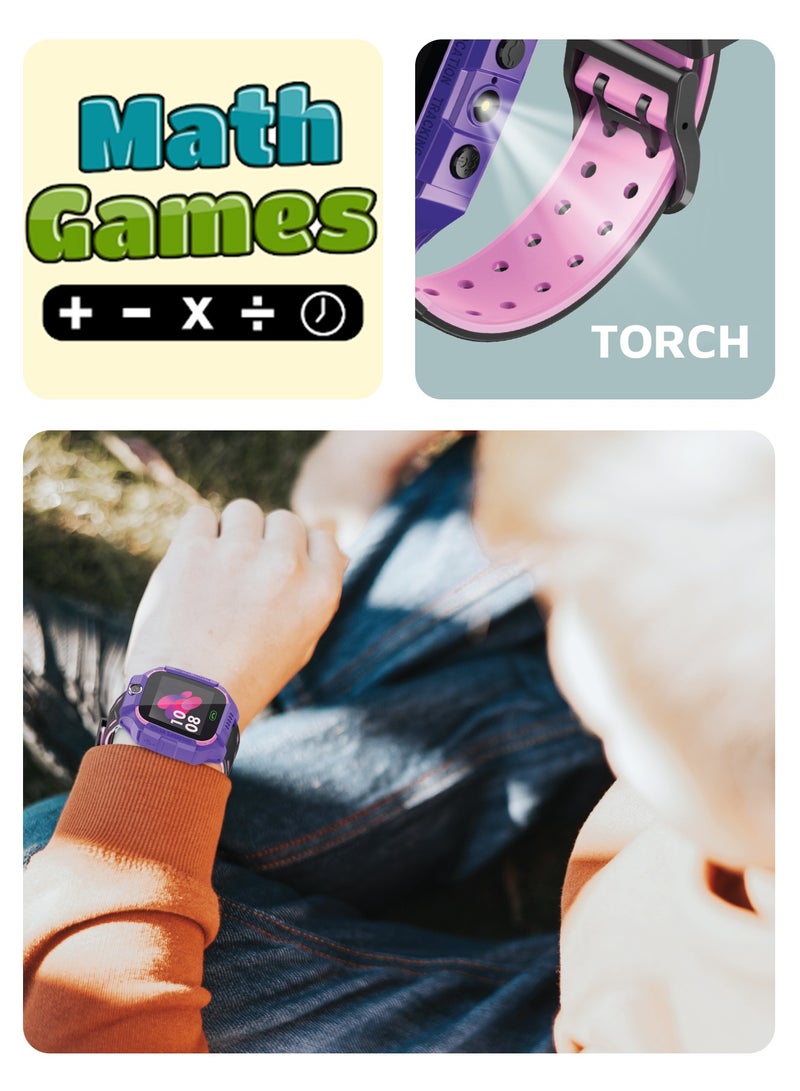 Smart Watch for Kids Series 5 with GPS and Sim Card Slot and Two-Way Call and SOS Alarm and Location - Purple