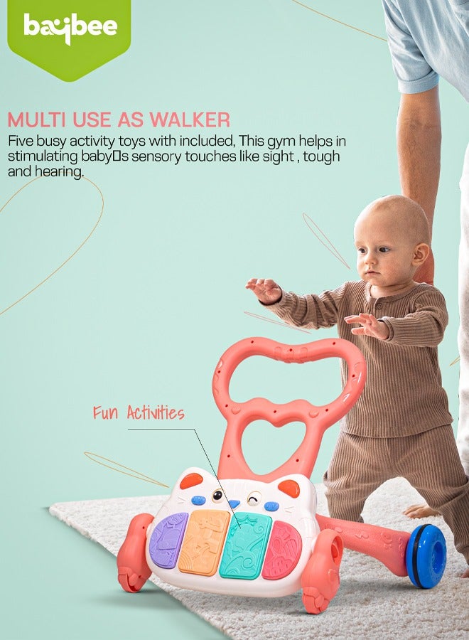Baybee 2 in 1 Playgym for Babies, Activity Walker Play Gym for Baby with Rotating Piano, 5 Hanging Rattle Kids Toys Baby Crawling Mat for Newborn Baby Play Gym for Baby 0 to 12 Month Boy Girl