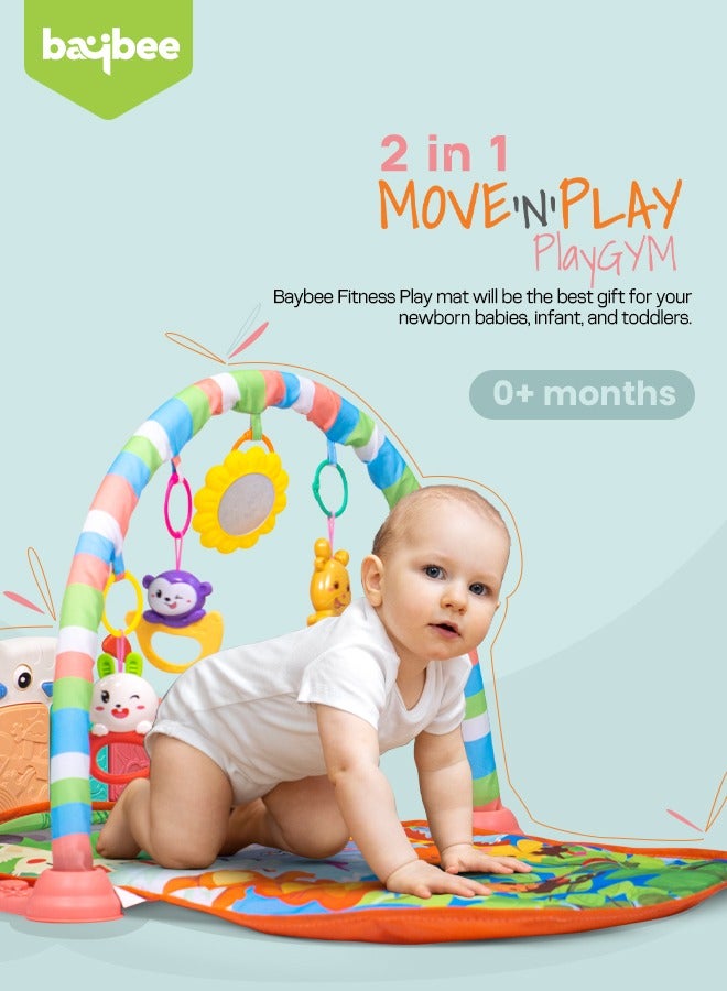 Baybee 2 in 1 Playgym for Babies, Activity Walker Play Gym for Baby with Rotating Piano, 5 Hanging Rattle Kids Toys Baby Crawling Mat for Newborn Baby Play Gym for Baby 0 to 12 Month Boy Girl