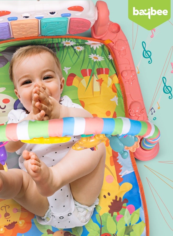 Baybee 2 in 1 Playgym for Babies, Activity Walker Play Gym for Baby with Rotating Piano, 5 Hanging Rattle Kids Toys Baby Crawling Mat for Newborn Baby Play Gym for Baby 0 to 12 Month Boy Girl