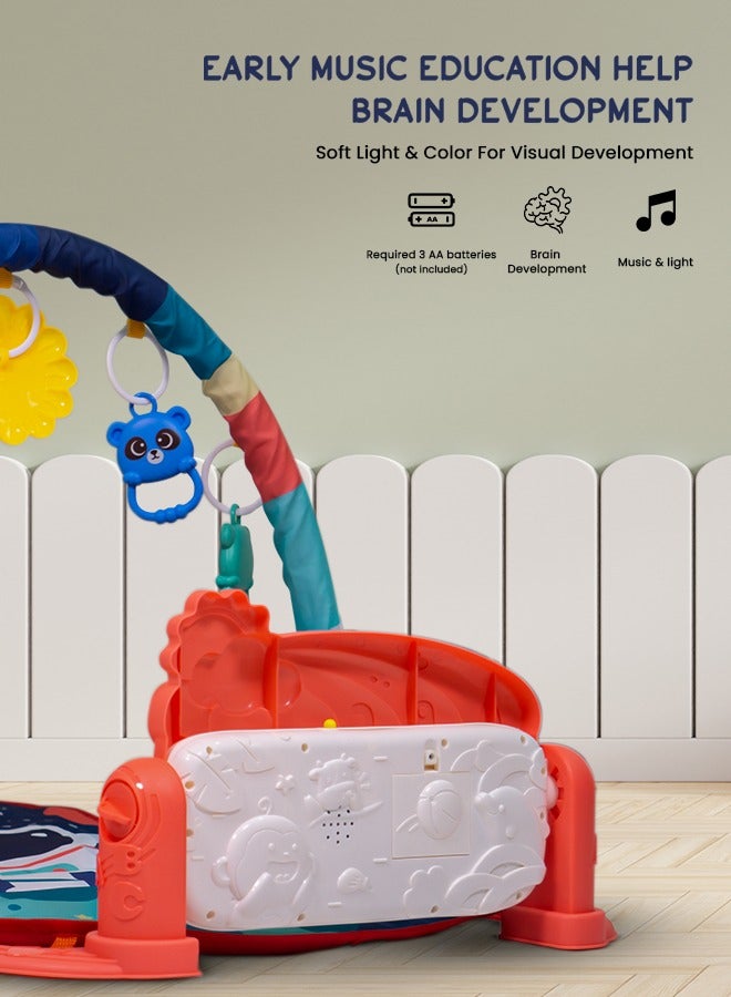 Baybee Kick & Play Piano Playgym for Babies, Activity Play Gym for Baby with Rotating Piano, 5 Hanging Rattle Kids Toys Baby Crawling Mat for Newborn Baby Play Gym for Baby 0 to 12 Month Boy Girl DBL