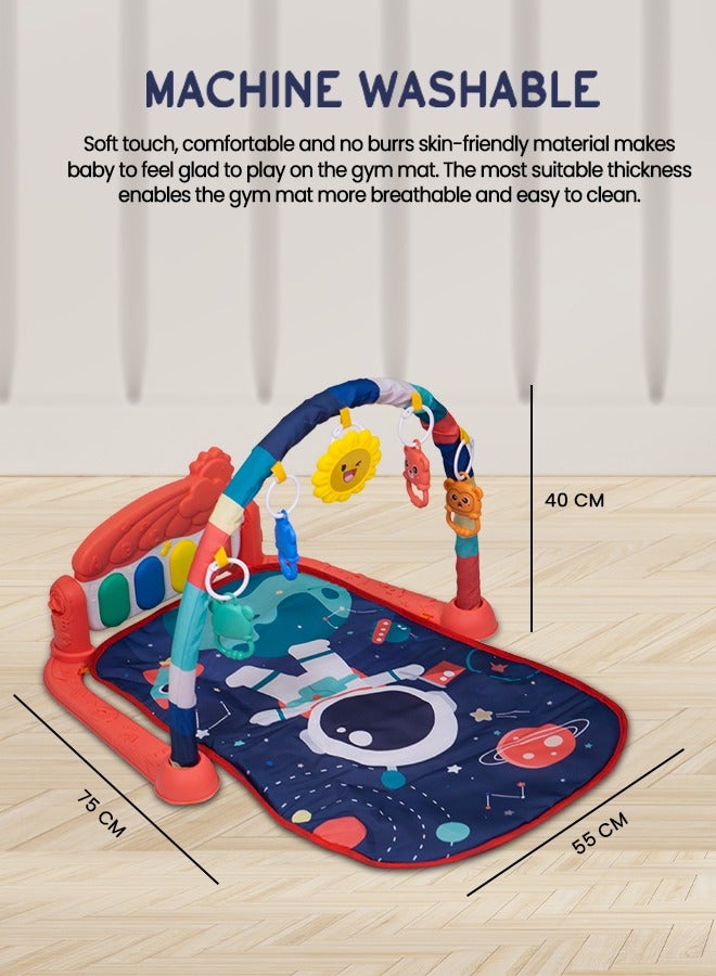 Baybee Kick & Play Piano Playgym for Babies, Activity Play Gym for Baby with Rotating Piano, 5 Hanging Rattle Kids Toys Baby Crawling Mat for Newborn Baby Play Gym for Baby 0 to 12 Month Boy Girl DBL