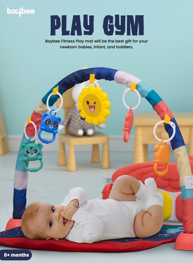 Baybee Kick & Play Piano Playgym for Babies, Activity Play Gym for Baby with Rotating Piano, 5 Hanging Rattle Kids Toys Baby Crawling Mat for Newborn Baby Play Gym for Baby 0 to 12 Month Boy Girl DBL