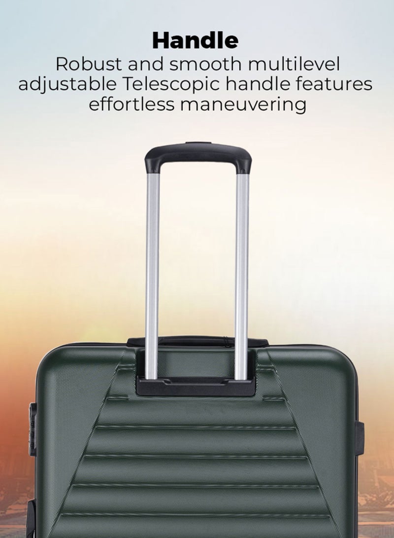 3-Piece ABS Hardside Trolley Luggage Set, Spinner Wheels with Number Lock 20/24/28 Inches - Green