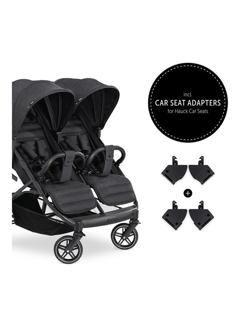 Uptown Duo Twin Push Chair, Melange Blackside By Side Double, 77Cm Wide, Up To 36Kg, Compact, With Raincover