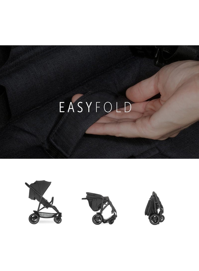 Uptown Duo Twin Push Chair, Melange Blackside By Side Double, 77Cm Wide, Up To 36Kg, Compact, With Raincover