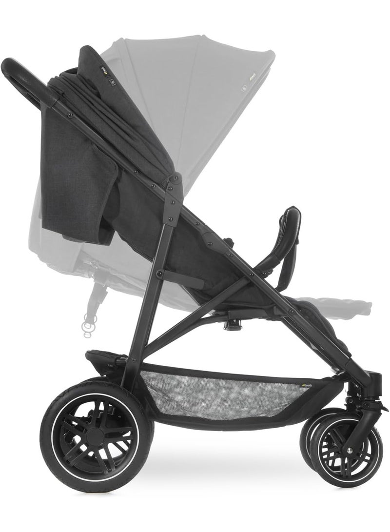 Uptown Duo Twin Push Chair, Melange Blackside By Side Double, 77Cm Wide, Up To 36Kg, Compact, With Raincover