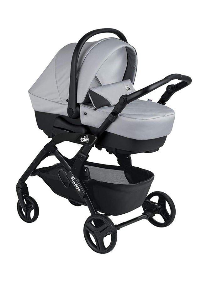 Fluido Easy Baby Travel System - Light Grey, Adjustable 3-Position Backrest, From 0 To 4 Years Old, 22 Kg, 5-Point-Safety Harness, Freestanding When Folded, Made In Italy