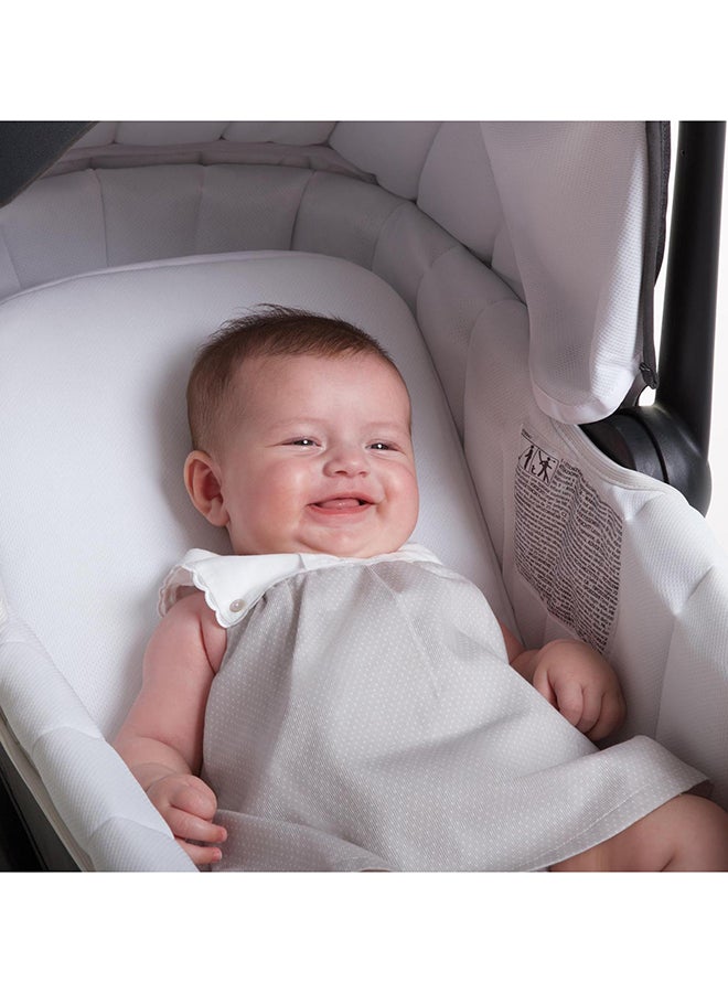 Fluido Easy Baby Travel System - Light Grey, Adjustable 3-Position Backrest, From 0 To 4 Years Old, 22 Kg, 5-Point-Safety Harness, Freestanding When Folded, Made In Italy