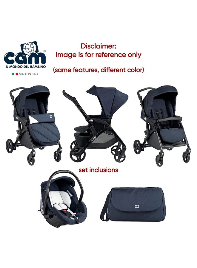 Fluido Easy Baby Travel System - Light Grey, Adjustable 3-Position Backrest, From 0 To 4 Years Old, 22 Kg, 5-Point-Safety Harness, Freestanding When Folded, Made In Italy