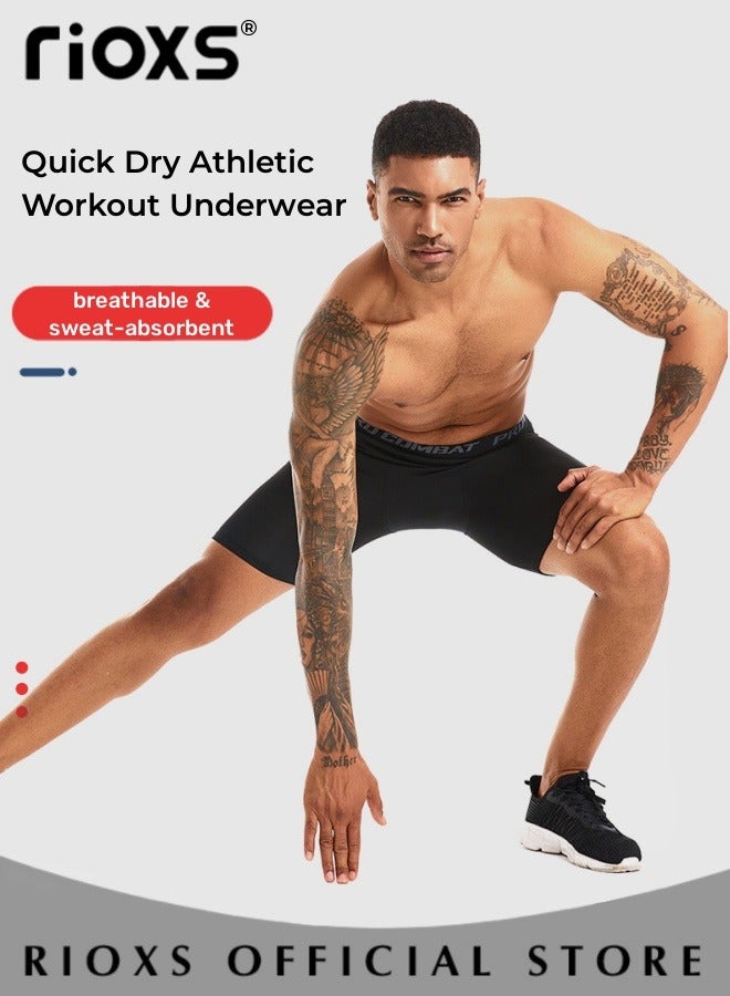3 Pack Mens Compression Shorts, Quick Dry Athletic Workout Underwear, Base Layer Shorts, Compression Workout Shorts, Highly Elastic Soft Briefs for Cycling, Yoga, Boxing, Gym and Running, Designed for Athletic Comfortable Experience
