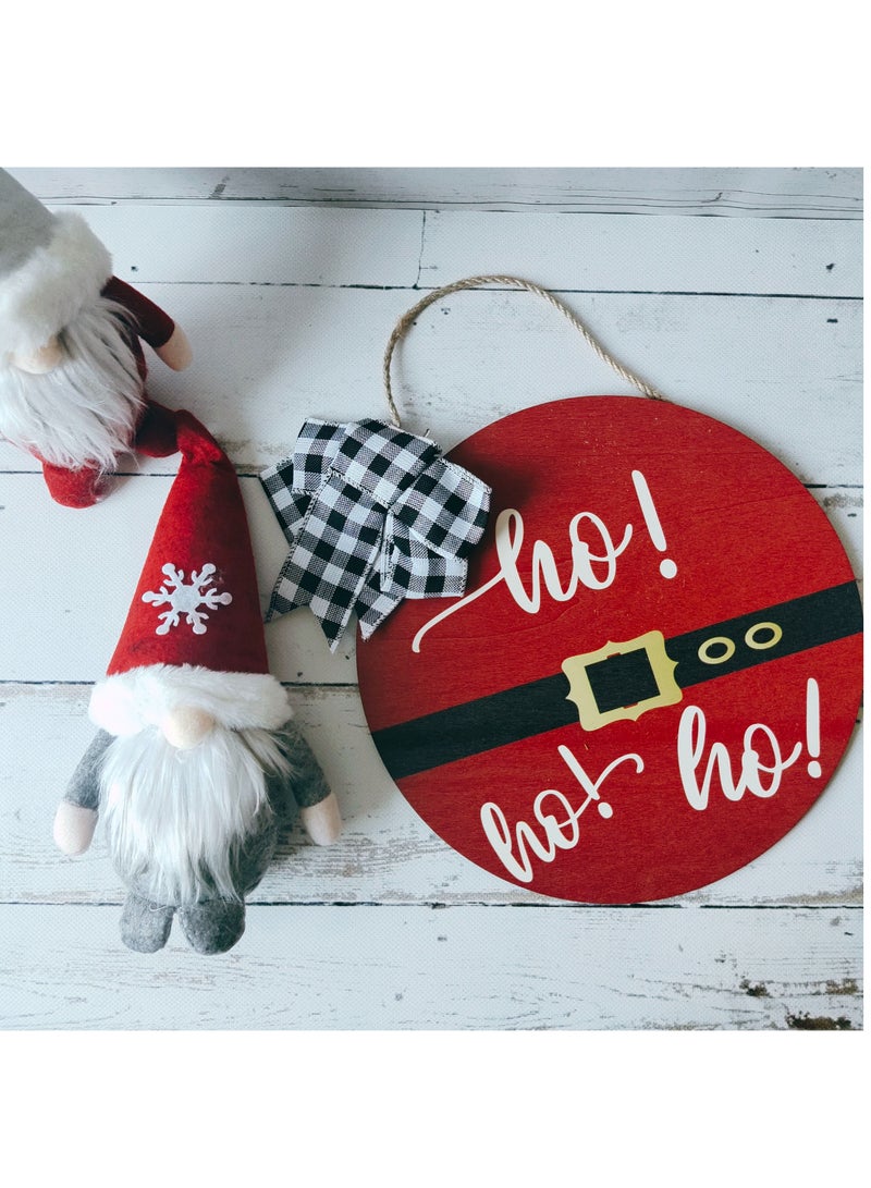 Santa - Ho Ho Ho Hanging Boards with Bow | Door or Wall Hanging Board | for Indoor or Outdoor use | Gifting (D)