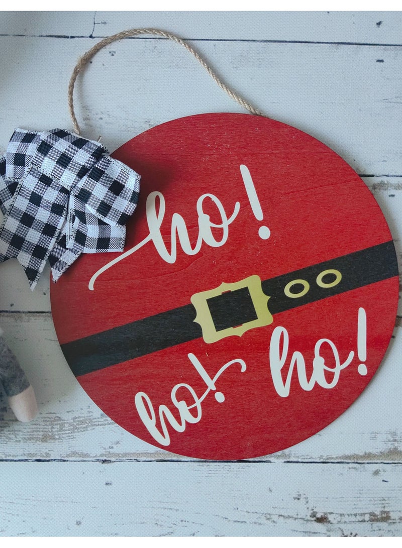 Santa - Ho Ho Ho Hanging Boards with Bow | Door or Wall Hanging Board | for Indoor or Outdoor use | Gifting (D)