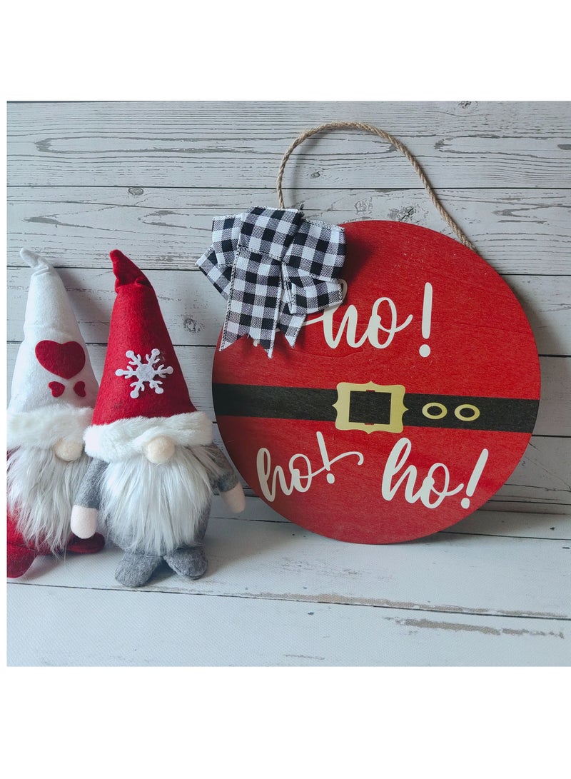 Santa - Ho Ho Ho Hanging Boards with Bow | Door or Wall Hanging Board | for Indoor or Outdoor use | Gifting (D)