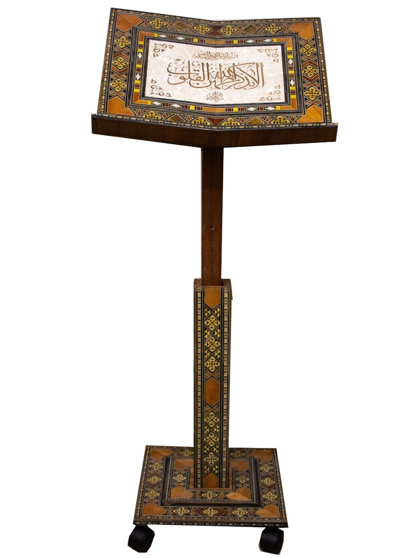 Decorated Quran Stand with Traditional Damascus Mosaic Patterns