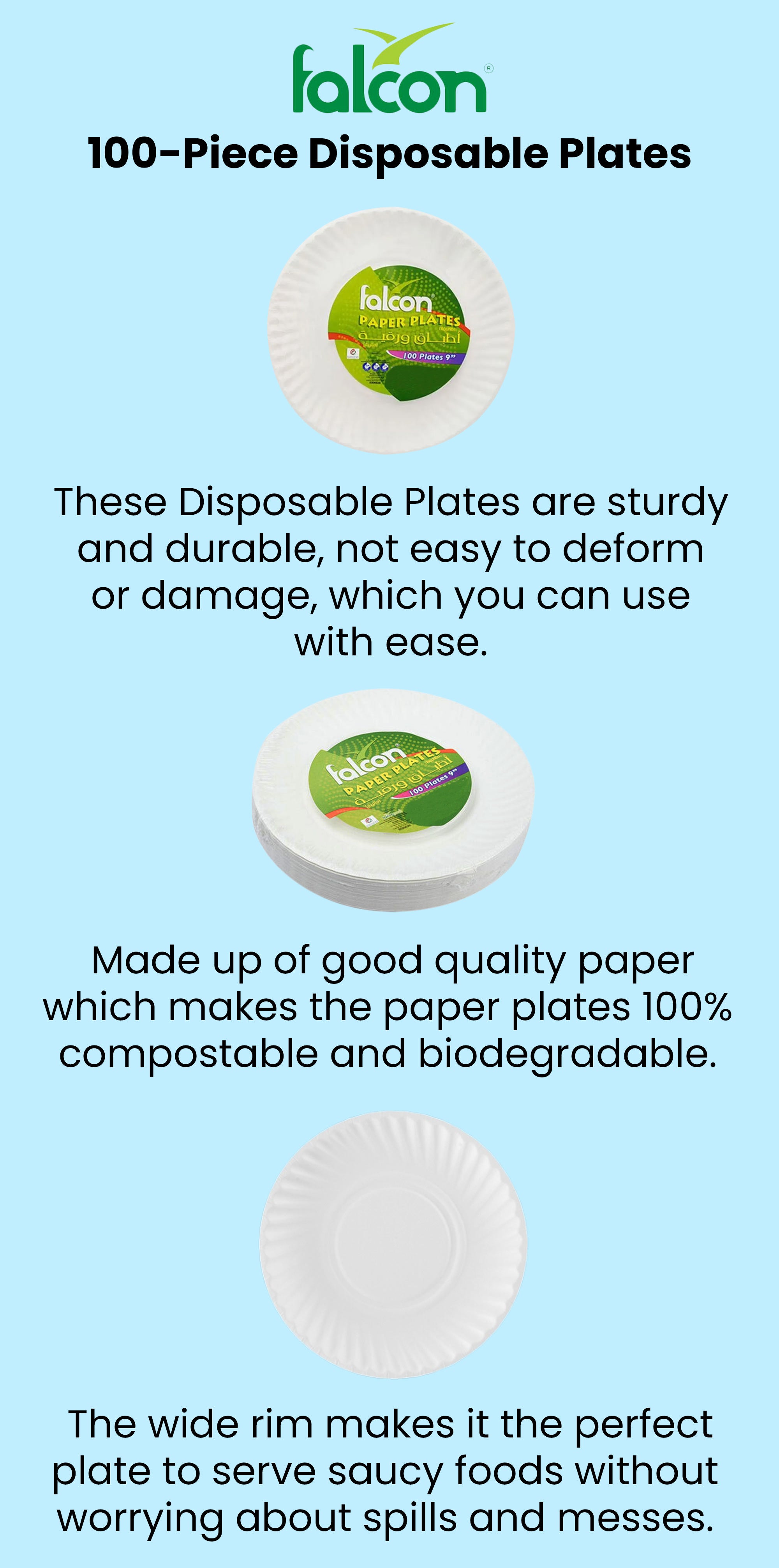 100-Piece Disposable Plates White 9inch